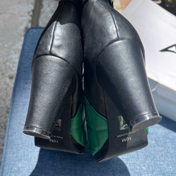 ASHRO Vegan Berlin Boot Black Hunter Green Chic Quilted Boots 10M - Picture 5 of 8